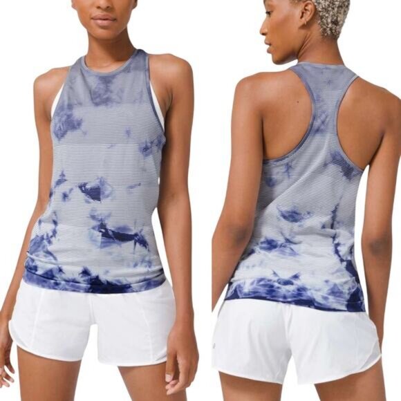 LULULEMON Swiftly Tech Tank 2.0 Wash Sz 8 Shibori Stripe Midnight Orchid - Picture 1 of 6